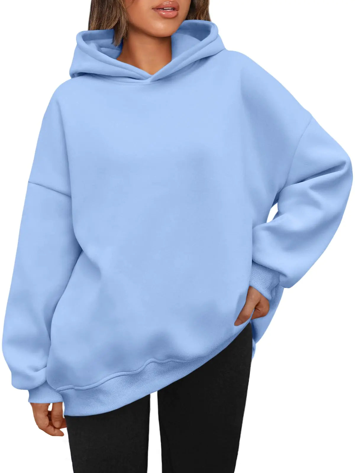 AUTOMET Womens Oversized Hoodies Fleece Sweatshirts Hooded Pullover 2024 Fashion Fall Clothes Trendy Outfits Winter Sweater LightBlue L